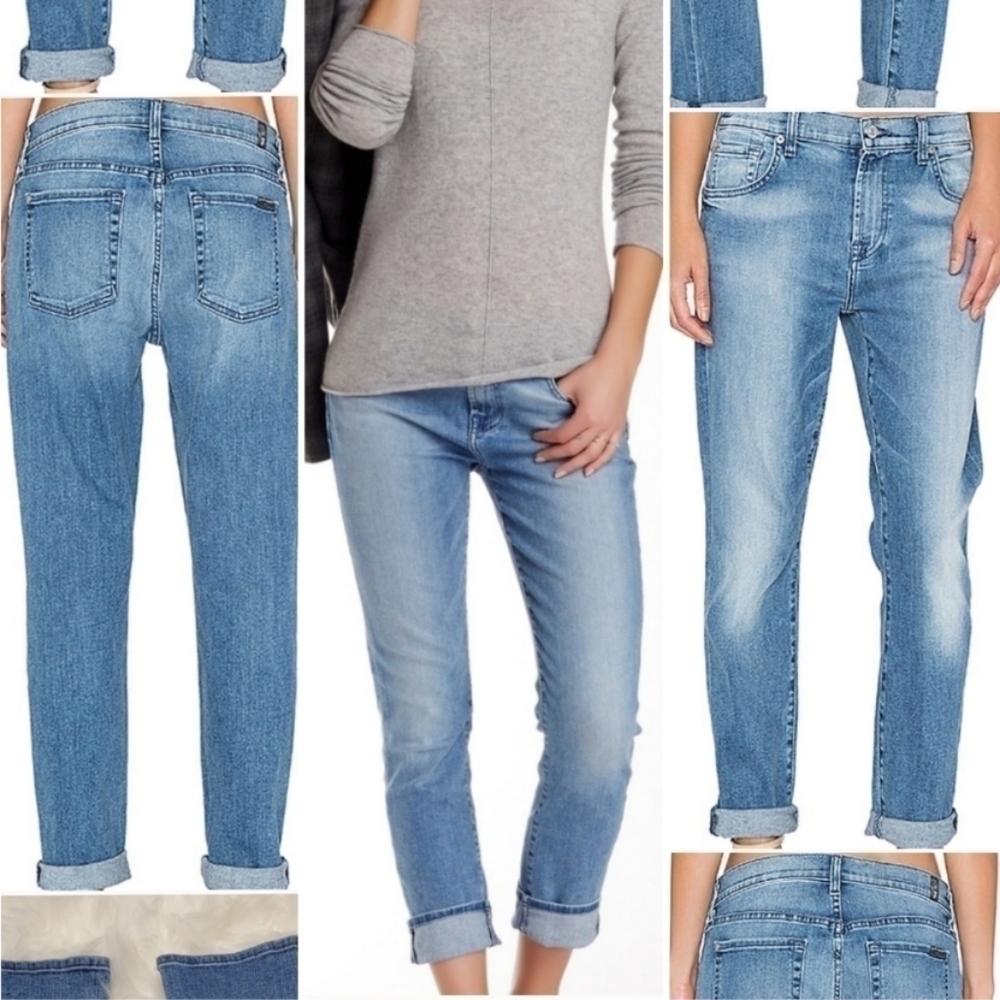 7 For All Mankind Relaxed Skinny in Light Blue Hue - Picture 3 of 14